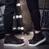 Shoes Women High Top Sneakers Gold Silver Glitter Sneakers Women Casaul Shoes Lace Up Platform Women Shoes Sequins Rivets Lovers Shoes