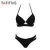 Kvinnors badkläder Tatitivs Sexig Leopard Bikini Kvinnor Brasilianska badkläder Axless Bath Handduk Badkläder Låg midja Push Up Bikini Badkläder J240319