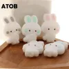 Necklaces ATOB 50PCS Silicone Beads Rabbit Baby Teething Toys Silicone Rodent Tiny Rod DIY Nursing Necklace Baby Teether Beads BPA Free