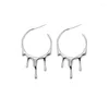 Hoop Earrings Punk Gothic Silver Color Lava Drop Shape Irregular Big For Women Men Fashion Korean Jewelry 2024 Accessories