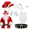 Berretti Babbo Natale Barba Cappello Guanti Fazzoletto Occhiali Cintura Abito