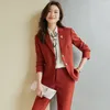 Women's Two Piece Pants Autumn And Winter Career Apparel Suit Female 2024 Fashion Dress Formal Wear Beauty Salon Jewelry Shop Workwear