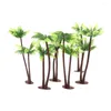 Flores decorativas de plástico mini folha falsa decoração bonsai plantas artificiais em miniatura coco palmeira micro paisagem