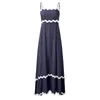 Abiti casual Abito estivo con bretelle a righe Donna senza maniche Allentato Una linea Vacanza al mare Altalena Abiti lunghi sexy maxi