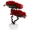 Flores decorativas bem-vindas flor de pinho vaso de plantas simulação bonsai ornamento artificial plantas de interior decoração pequeno convidado-saudação