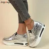 Casual Schuhe Silber Gold Plattform Turnschuhe Frauen Frau Weibliche Wohnungen Glanz Bling Kausalen Faulenzer Damen Schuh Größe 42