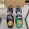 Merk hakken groen 832 sexy sandalen Rhinestone hoge hiel slingback dames lente zomer vrouwelijke pumps stiletto single schoenen 5