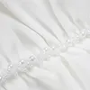 Casual Dresses Women Celebrity Sexy Single Sleeve Ruched White Pearl Maxi Long Kirt Bandage Set 2024 Elegant Evening Club Prom Party