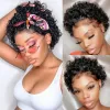 Perucas pixie corta peruca curta bob curly Human Hair peruca 13x4 transparente onda profunda Lace frontal peruca para mulheres