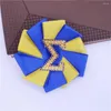 Brooches Satin Ribbon Flower Corsage Design Blue Yellow Sorority Pearl Greek Letters Sigma Pin Magic Rock Women Brooch