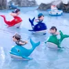 Dessin animé dauphin Couple poupée PVC animaux Mini Figurines maison voiture décoration 3D Miniature aquarium paysage