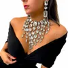 Stonefans – ensemble de bijoux carrés à pampilles pour femmes, accessoires d'été surdimensionnés, collier et boucles d'oreilles en cristal, 240305
