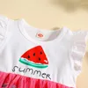 Girl Dresses VISgogo Baby Girls Summer Dress Watermelon Print Mesh A-Line Princess For Beach Party Cute Clothes