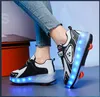 PONERAIT Dual-Use Quatro rodas Carregamento USB Roller Skate Shoe Deformação Unissex Sneaker Adulto Walk Shoe