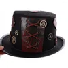 Berets Victorian Steampunk Top Hat med liten randen Gothic för män kvinnor 449b