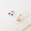 Studörhängen 925 Sterling Silver Zircon Musical Note for Woman Girl Fashion Asymmetric Design Jewel Party Gift Drop Drop