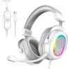 Mobiltelefonörlurar FIFINE RGB -spel hörlurar med 7.1 Surround Sound/3 -EQ/MIC PC -förstärkare - H6W Online -kontrollhörlurar Q240402