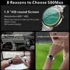 S80 Max Smart Watch Mężczyźni Watch Watch 1,9 -calowa mapa nawigacja GPS Tracker Bluetooth Call Custom Dial Sports Fitness Bransoletka Iwo Smartwatch na iOS Android