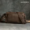 100% oryginalnych skórzanych mężczyzn worki na ramiona mąż retro szalona skóra skórzana męska mężczyzna torby krzyżowe vintage cross body