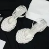 Été nouveau beau style féerique sandales à talons hauts tissage à la main conception supérieure bout rond sandales pour femmes couleurs bonbons matériel en cuir véritable pompes féminines