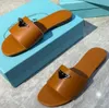 Women Designers slippers slides Sandals Flat Slides Flip Flops Summer genuine Triangle leather Outdoor Loafers Bath Shoes Beachwear Slippers