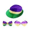 Bérets Mardi Gras Accessoires De Costume Chapeau Nœuds Cravates Lunettes Fête À Thème Cirque