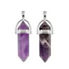 Natural Stone Hexagonal Column Quartz Necklace Pendants Bullet Crystal For Women Jewelry Making