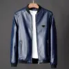 Große modische Lederjacke für Herren, Designer locker sitzende Lederjacke für Männer Motorradkleidung, klassische, feste Farbe Outdoor Anzug Anzug Freizeitjacke