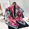 Summer Fashion Print Design Brand Classic Letter Satin 20Style Square Scarf Outdoor Shawl Silk Turban Beach Wrap Daily Women Flower Scarves 90*90cm