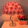 Lâmpadas de mesa lâmpada rosa flor led night light cabeceira casa festa de casamento decoração atmosfera sono iluminação rosa