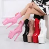 Dress Shoes Custom Colors 8 Inch High Heel Platform Pole Dancing Ankle Boots Women Sexy 17 20 CM Nightclub Zipper Lace-up Heels H240325