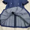 Luxe meisjes jurken Blauw denim stof rok Prinses jurk Maat 100-150 CM kids designer kleding baby japon 24Mar