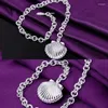 Charme Pulseiras Moda Preço de Fábrica 925 Sterling Silver Chunky Chain Pulseira Seashell Forma Po Locket para Mulheres Jóias