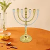 Candelabros Hanukkah Menorah Jewish 7 Branch para comedor Aniversario Mantel