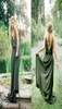 Landbrautjungfernkleider im böhmischen Stil 2020 Frühjahr Neue Spaghetti Low Cut Back Olivgrün Chiffon Trauzeugin Brautkleider9859826