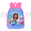 Sacs Hot 3D Anime Gabbys Dollhouse Backpack Femmes Adolescents Sac à école 12/16 pouces Bookbag Children Pink Cartoon Daily Pack Student