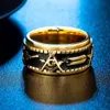 Embossment Rotatable Titanium Steel Freemasonry Rings Men's 12mm Wide Finger Ring Band for Male Men Fashion Jewelry