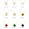 2024 Marke Klee Halskette Mode Charme Einzelne Blume 15mm Halskette Luxus Diamant Achat 18k Gold Designer Anhänger Halsketten für Frauen