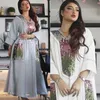 Sequins Embroidered Maxi Dress for Women Turkey Arabic v Neck Long Sleeve Jalabiya Muslim Islamic Ethnic Abaya 2023 Eid