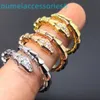 2024 Jewelry Designer Brand Band Rings Fengxin Open Snake Bone Womens and Goddess Style Colorless Ring