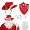 Berretti Babbo Natale Barba Cappello Guanti Fazzoletto Occhiali Cintura Abito