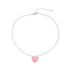 Pendentif Colliers Coeur Collier Collier Femmes Filles Imitation Perle Clavicule Chaîne Cadeau Dropship