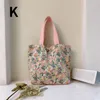 Borse a tracolla Borsa in tela minimalista e fresca Borsa da donna in tessuto di lino e cotone Art Mini Flower Bento della madre