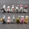 12 pz/set carino ghirlanda coniglietto pvc bambola animale 3d miniatura coniglio figurine decorazione auto piccoli ornamenti