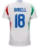 Italia hayranları oyuncu 2024 Bonucci Futbol Forma Jorginho Insigne Verratti Erkek Çocuklar Futbol Gömlekleri Chiesa Barella Chiellini Pellegrini Italys