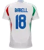 Italia fans spelare 2024 Bonucci Soccer Jerse Jorginho Insign Verratti Men Kids Football Shirts Chiesa Barella Chiellini Pellegrini italys