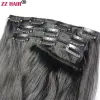 Extensions ZZHAIR 100% Brazilian Human Remy Hair Extensions 16"24" 8Pcs Set 100g160g Clips In Full Head Straight Natural