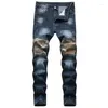 Jeans pour hommes 2024 Hommes Printemps Automne Mode Camouflage Patchwork Slim Fit Bleu Hommes Pantalon Denim Casual Pantalones De Hombre