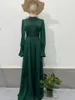 Roupas étnicas Manga Longa Cinto Puff Dress para Mulheres O-pescoço Muçulmano Abayas Elegância Maxi Robe Turquia Kaftan Caftan