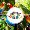 Outros suprimentos de pássaros papagaio colorido natural de madeira mastigar brinquedos rattan bola tubo de papel anel pendurado conures gaiola acessórios